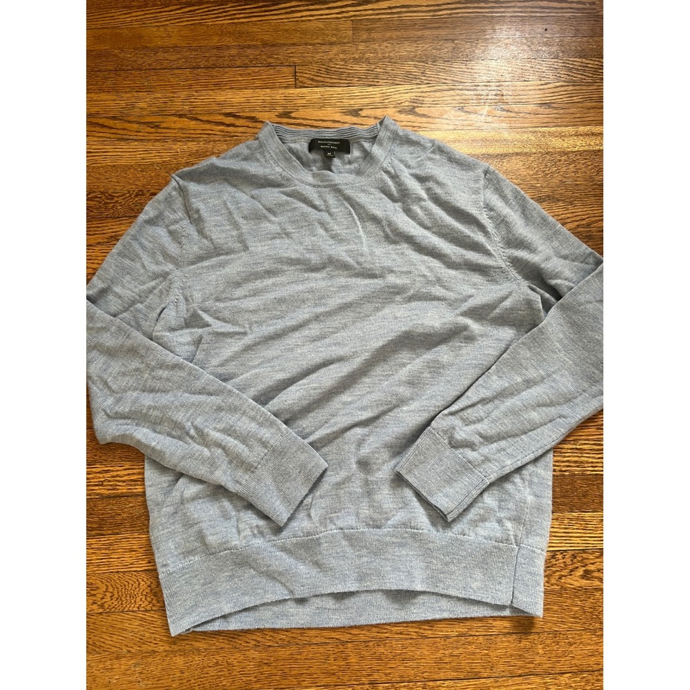 Banana Republic Mens 100% Merino Wool Crewneck Sweater Light Blue Heather Medium